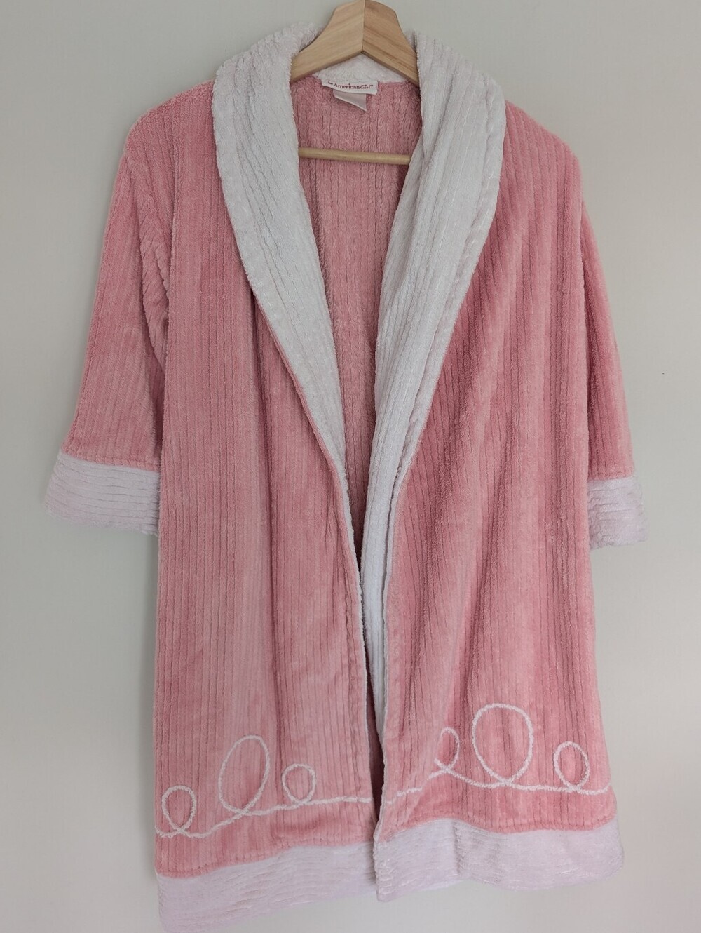 American Girl Emily Pink Chenille Robe with Belt for Girl Small Retired Matching - Picture 2 of 8